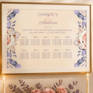 Farbige Hochzeitstabelle für Blumenmuster Poster