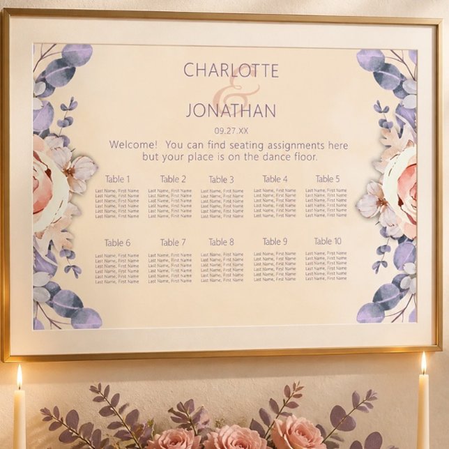 Farbige Hochzeitstabelle für Blumenmuster Poster (Von Creator hochgeladen)