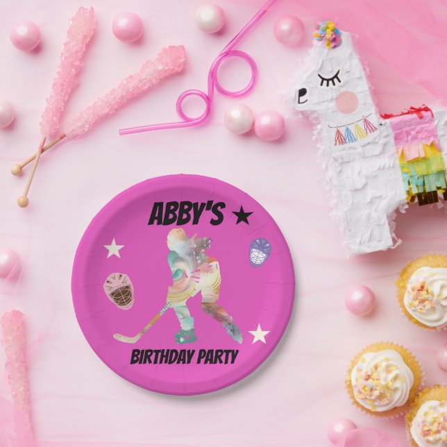 Farbige Hockey-Player-Teller Pappteller (Party)