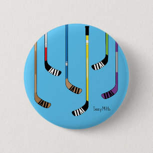 Farbige Hockeyschläger Fackel Button