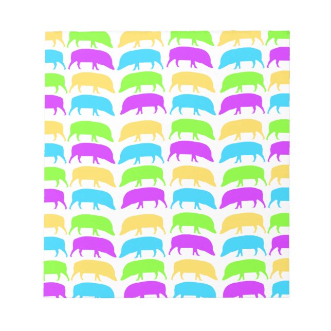 Farbige Hogs Gelb Grün Lila Blue Notepa Notizblock (Vorderseite)