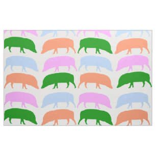 Farbige Hogs Pink Blue Green Orange Fabric Stoff