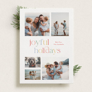Farbige Holiday Joyful Typografy Foto Card Feiertagskarte