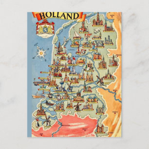 Farbige Holland-Karte Postkarte