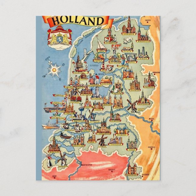 Farbige Holland-Karte Postkarte (Vorderseite)
