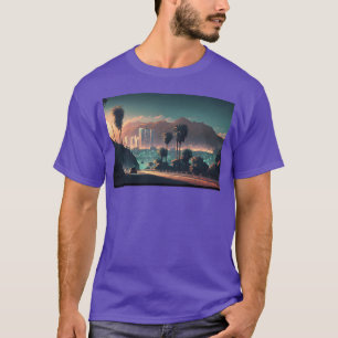 Farbige Hollywood Hills Lebendige urbane Landschaf T-Shirt
