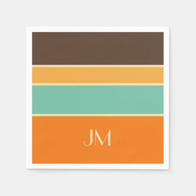 Farbige horizontale Linien im Retrostil Serviette (Vorderseite)