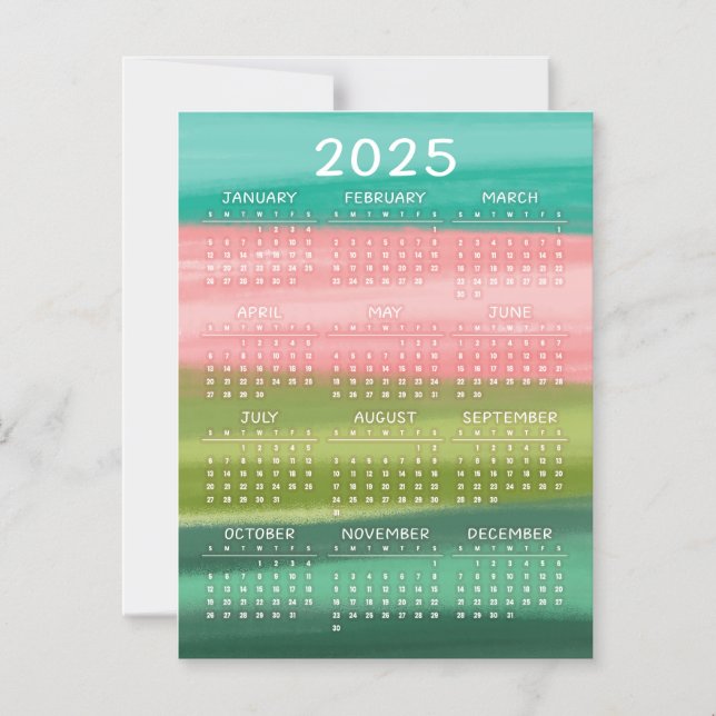 Farbige horizontale Pinselstriche 2025 Magneteinladung (Vorderseite)