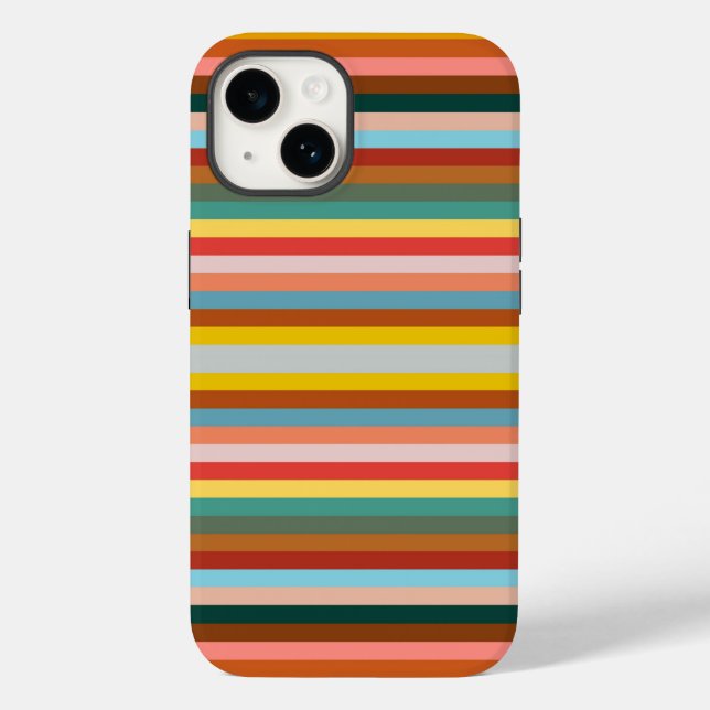 Farbige horizontale Retrostreifen Case-Mate iPhone Hülle (Rückseite)