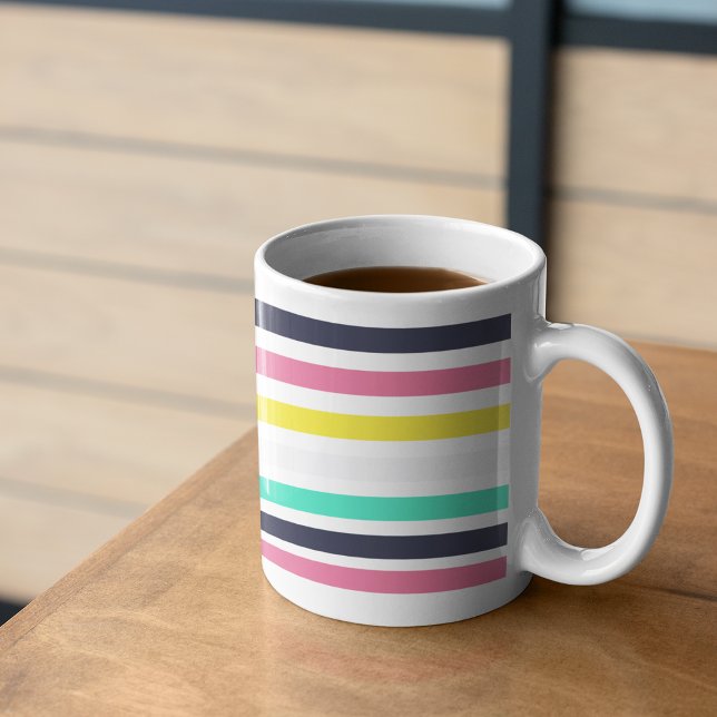 Farbige horizontale Streifen Kaffeetasse (Colored Horizontal Stripes Coffee Mug)