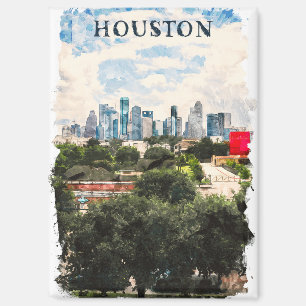 Farbige Houston Texas Reise Aquarell Magnet