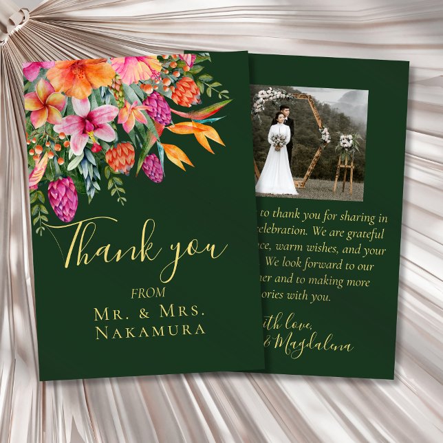 Farbige Hübsch rosa Orange Tropische Blume Foto Dankeskarte (Von Creator hochgeladen)