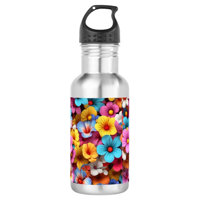 Farbige Hübsche Blume Muster-20240 Edelstahlflasche (Vorderseite)