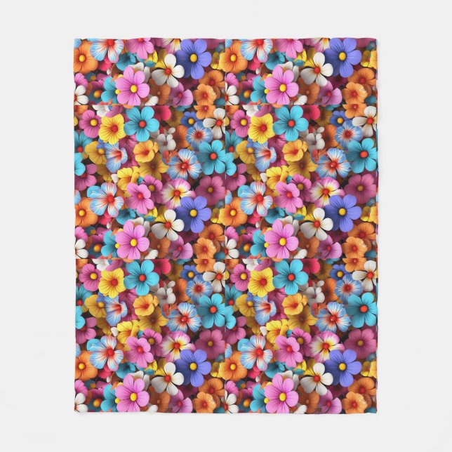 Farbige Hübsche Blume Muster-20240 Fleecedecke (Vorderseite)