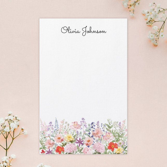 Farbige hübsche Blumen Blumengarten Personalisiert Briefpapier (Von Creator hochgeladen)