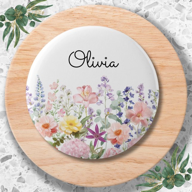 Farbige hübsche Blumen Blumengarten Personalisiert Button (Von Creator hochgeladen)