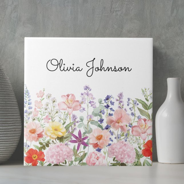 Farbige hübsche Blumen Blumengarten Personalisiert Fliese (Von Creator hochgeladen)
