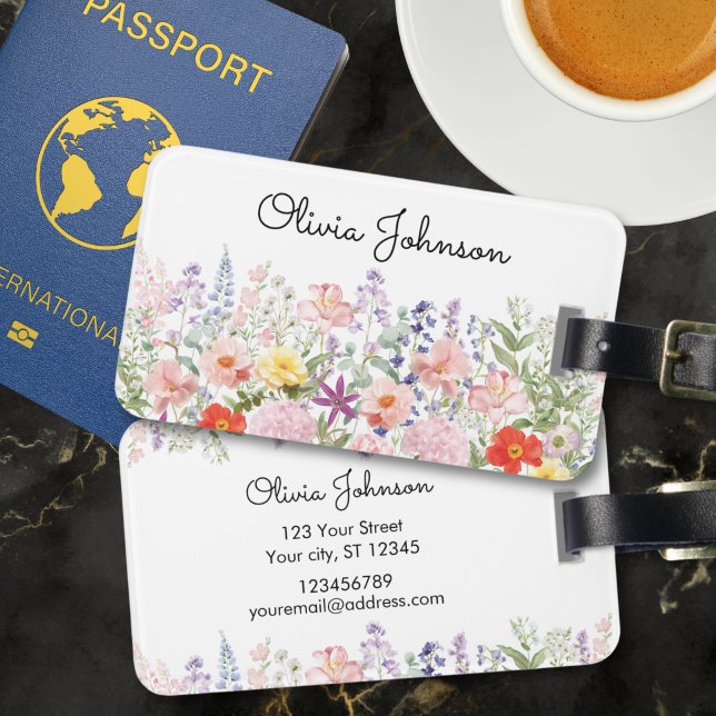 Farbige hübsche Blumen Blumengarten Personalisiert Gepäckanhänger (Von Creator hochgeladen)