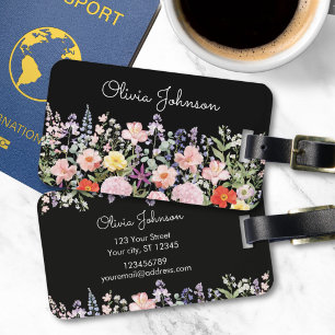 Farbige hübsche Blumen Florale Gärten Personalisie Gepäckanhänger
