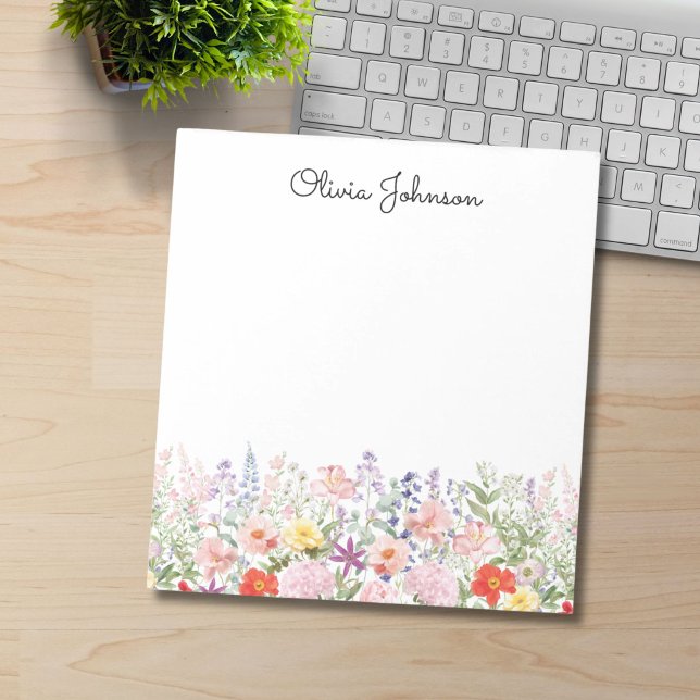 Farbige Hübsche Blumen Florale Gärten Personalisie Notizblock (Von Creator hochgeladen)