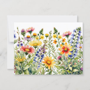 Farbige hübsche Wildblumen Aquarellmalerei Postkarte