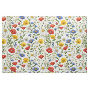 Farbige Hübsche Wilde Blumen Gemusterte Helle Blum Stoff