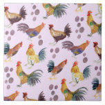 Farbige Hühner & Eiermuster Wasserfarbe Lila Fliese<br><div class="desc">Karo diese farbenfrohen Hühner und Eier aus Aquarell auf dieser schönen Keramik Kachel. Benutze es in deiner Küche! Fügen Sie auch Ihren eigenen Text hinzu. Lass mir Bescheid,  wenn du etwas Angewohntes willst.</div>