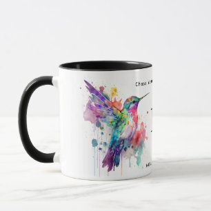 Farbige Hummingvogel-Monogramm mit Name Tasse