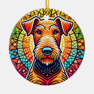 Farbige Hunde-Illustration Keramik Ornament