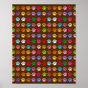 Farbige Hunde Katze Tierpaw-Drucke Poster