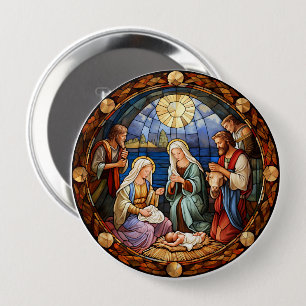 Farbige Illustration der Weihnachtsgeschichte, Button