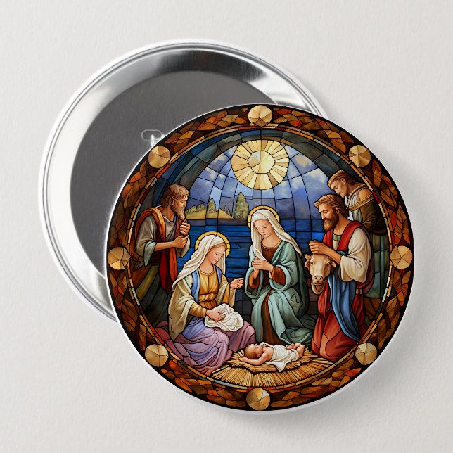 Farbige Illustration der Weihnachtsgeschichte, Button (Vorne & Hinten)