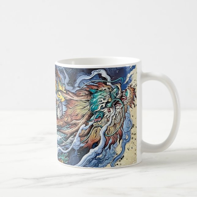 Farbige Illustration des mythischen Drachens aus C Kaffeetasse (Rechts)