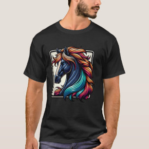 Farbige Illustration des Profils eines Pferdekopfe T-Shirt