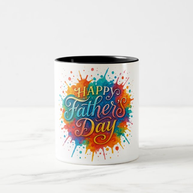 Farbige Illustration des Vaters Zweifarbige Tasse (Mittel)