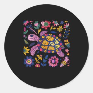 Farbige Illustration einer umgebenden Schildkröte Runder Aufkleber