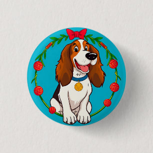 Farbige Illustration eines glücklichen Hundes beim Button