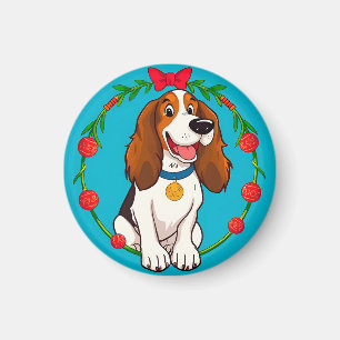 Farbige Illustration eines glücklichen Hundes beim Magnet