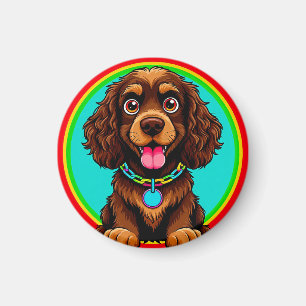 Farbige Illustration eines glücklichen Hundes sitz Magnet