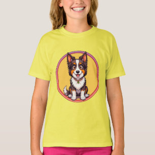 Farbige Illustration eines glücklichen Hundes sitz T-Shirt