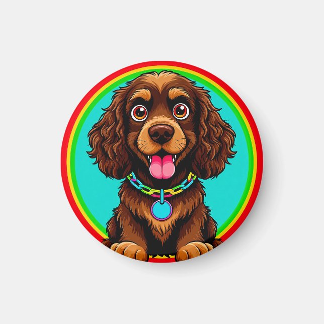 Farbige Illustration glücklicher Hunde Magnet (Vorne)
