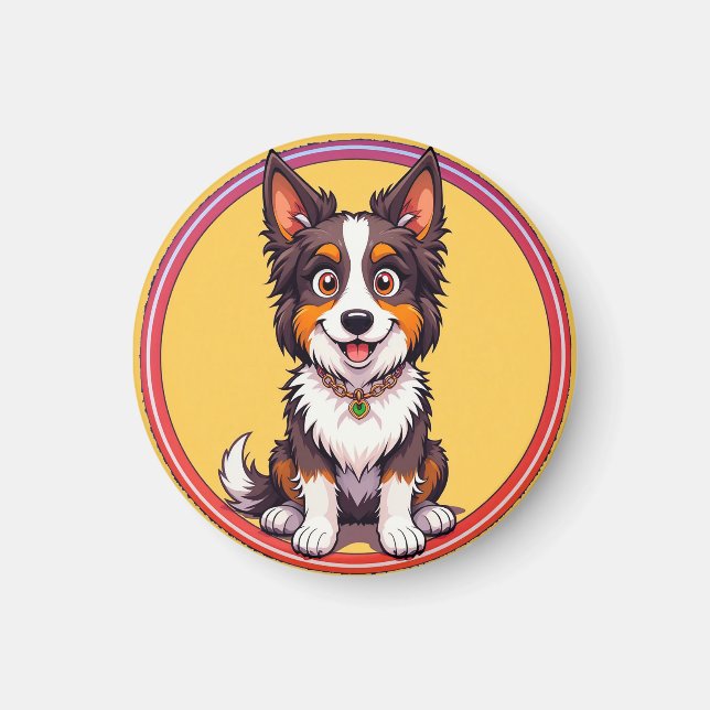 Farbige Illustration glücklicher Hunde Magnet (Vorne)