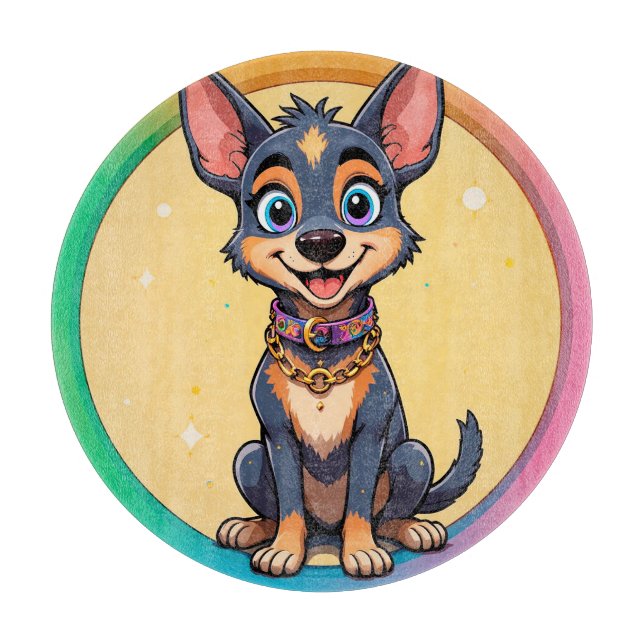 Farbige Illustration glücklicher Hunde Schneidebrett (Vorderseite)