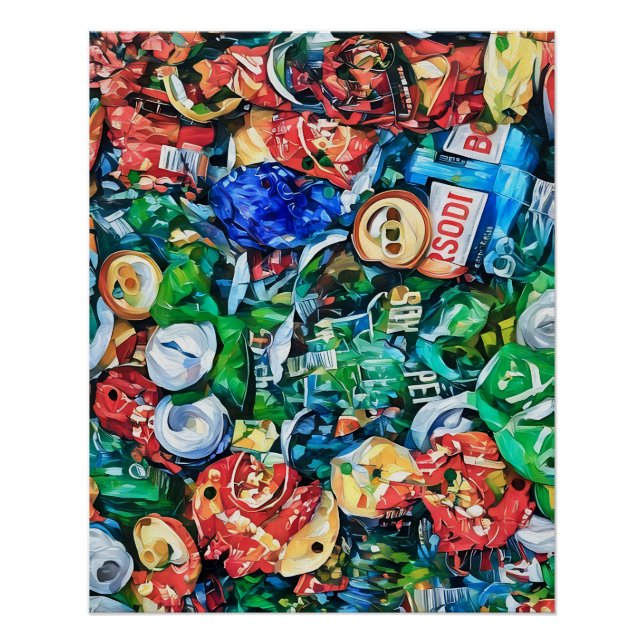 Farbige Illustration von gemahlenem Aluminium Soda Poster (Vorderseite)