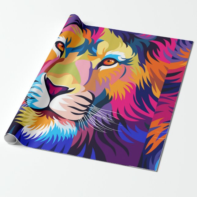 farbige Illustrationen, ein Löwe, einfaches Design Geschenkpapier (Ungerollt)