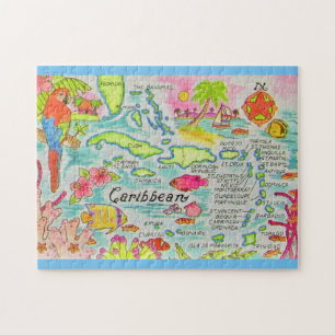 Farbige illustrierte 11x14 Inseln  Puzzle