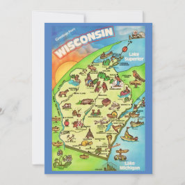 Farbige illustrierte 5x7 große Wisconsin-Postkarte