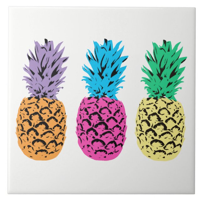 Farbige illustrierte Ananas Fliese (Vorderseite)