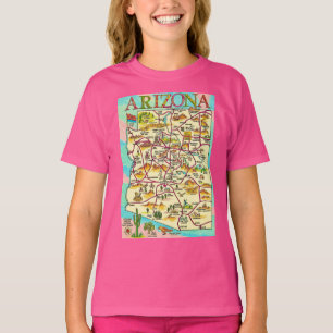 Farbige illustrierte Arizona-Karte  T-Shirt