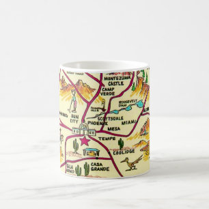 Farbige illustrierte Arizona-Karten-Tasse Kaffeetasse